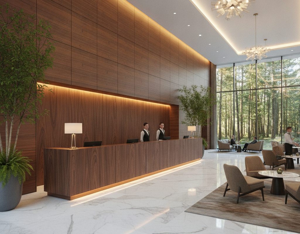 3M DI-NOC architectural film on hotel room doors in Forest Hills, Michigan