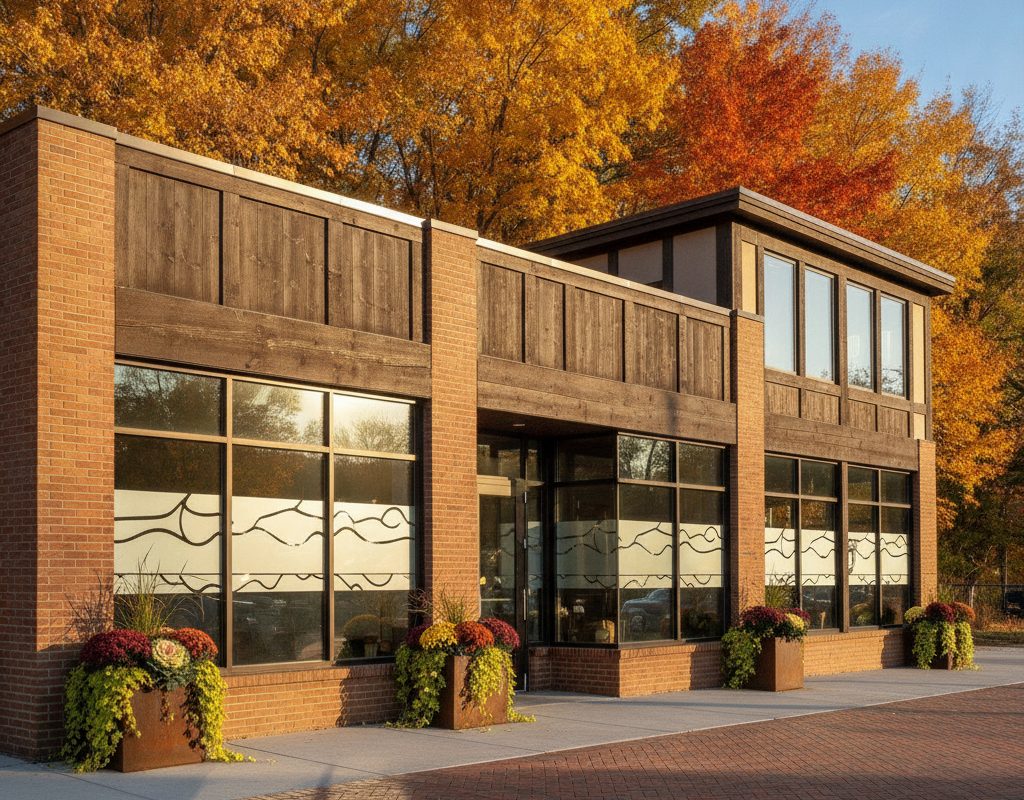 Baton Collective offices, Ada Village, Forest Hills, MI: Specialty decorative film on 39 panes, installed by American Window Film