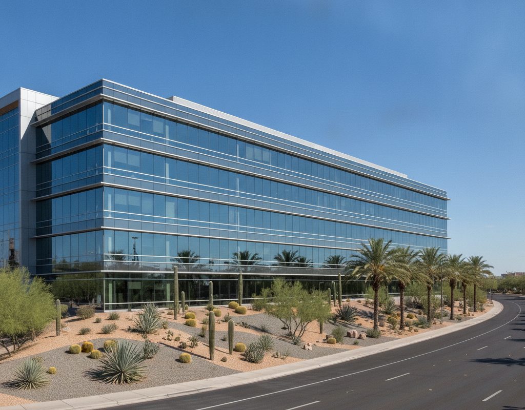Rio Salado Parkway Office Building, Tempe, AZ: 3M Prestige 70 on 91 panes, installed by American Window Film