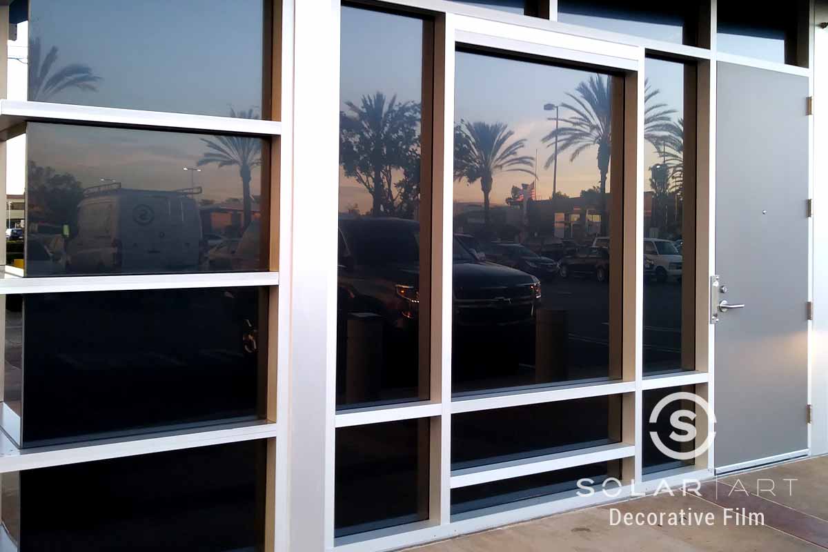 balckout window film for storefront in costa mesa california