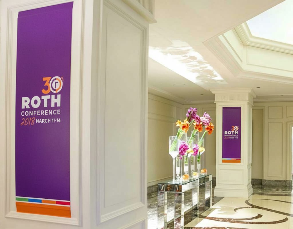 Hotel conference event branding with printed column wraps installed by American Window Film