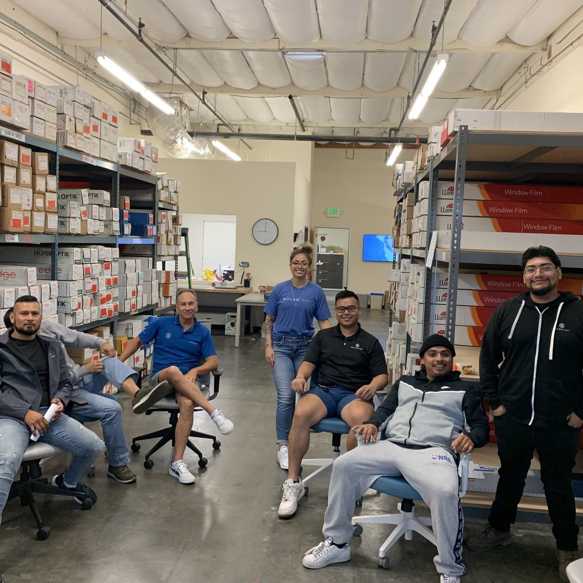 Team meeting in the SF warehouse