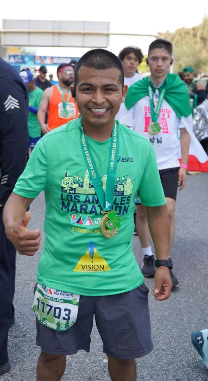 An AWF teammate finishing the LA Marathon