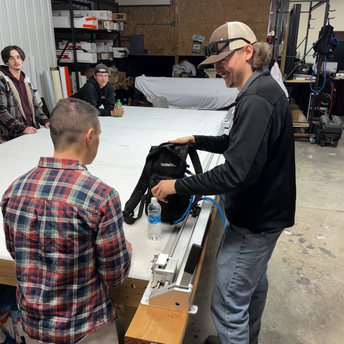 A hands-on film demo in the Des Moines shop