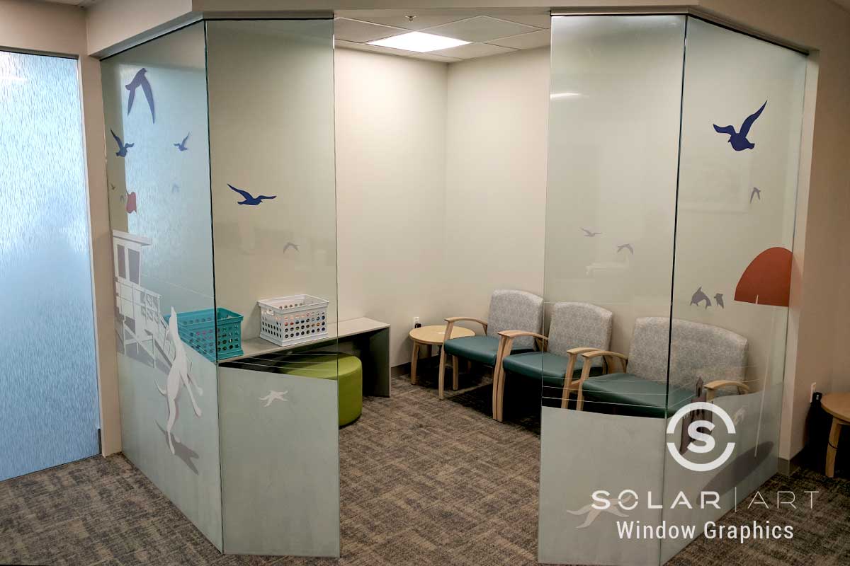 Window graphics for patient waiting room