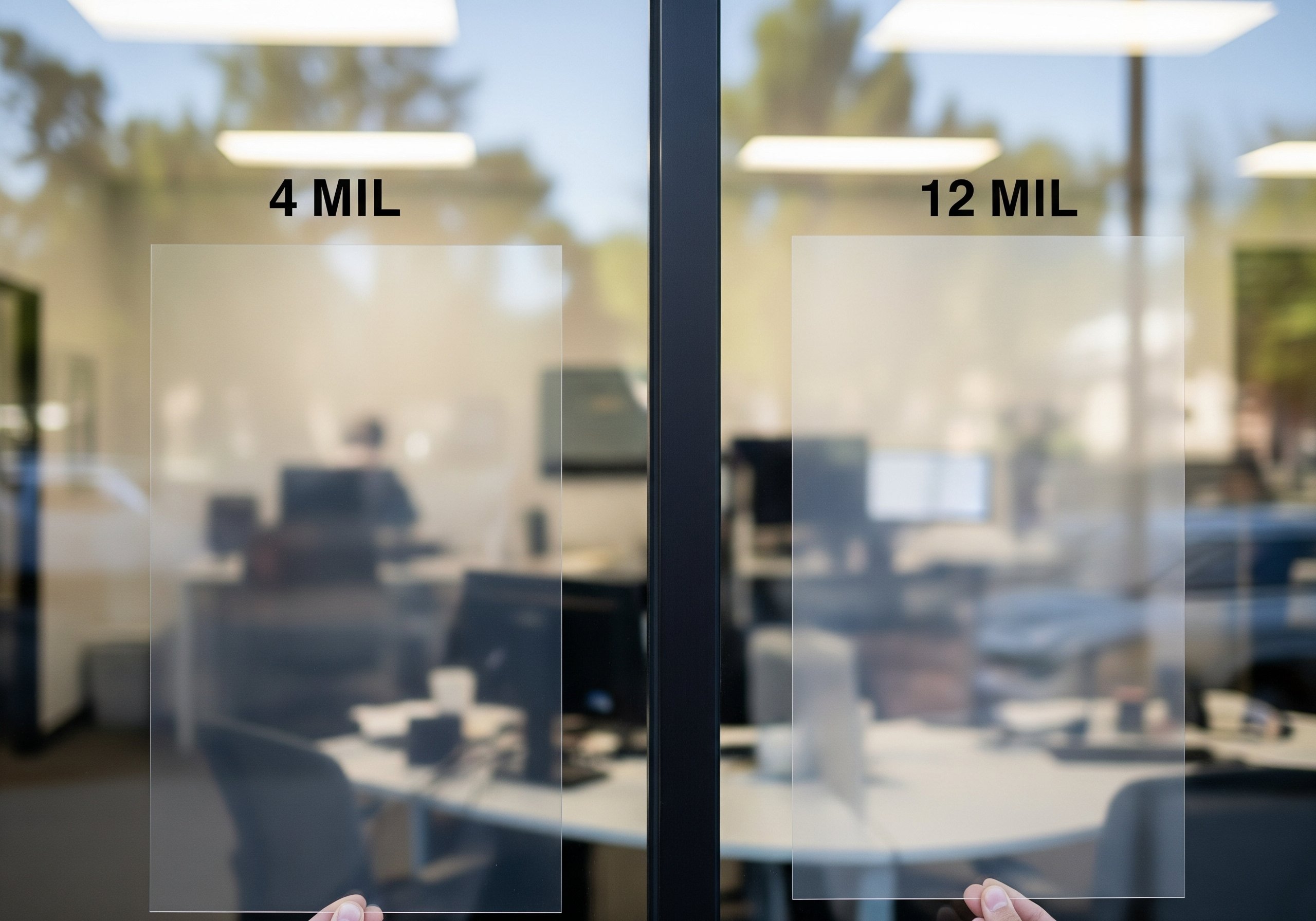 Comparison of different thicknesses of anti-graffiti film for commercial glass