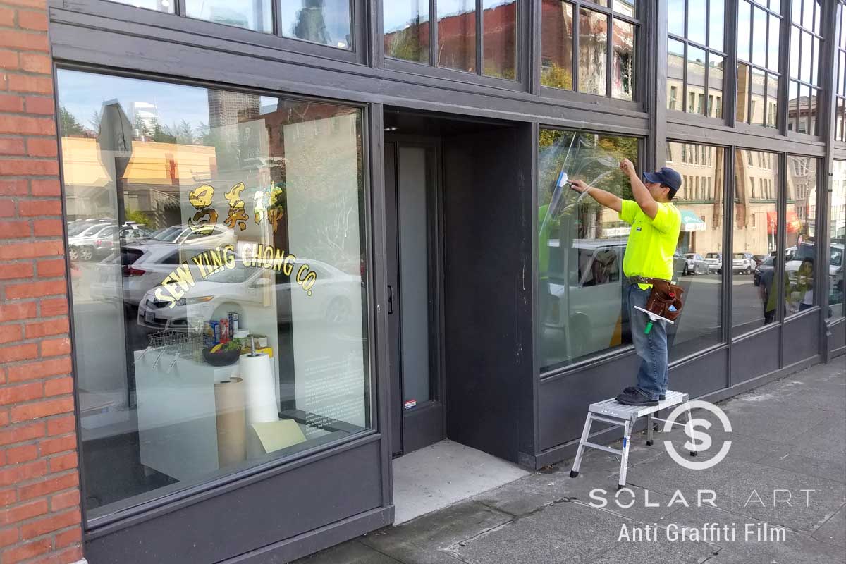 anti graffiti window film for storefront in seattle washington