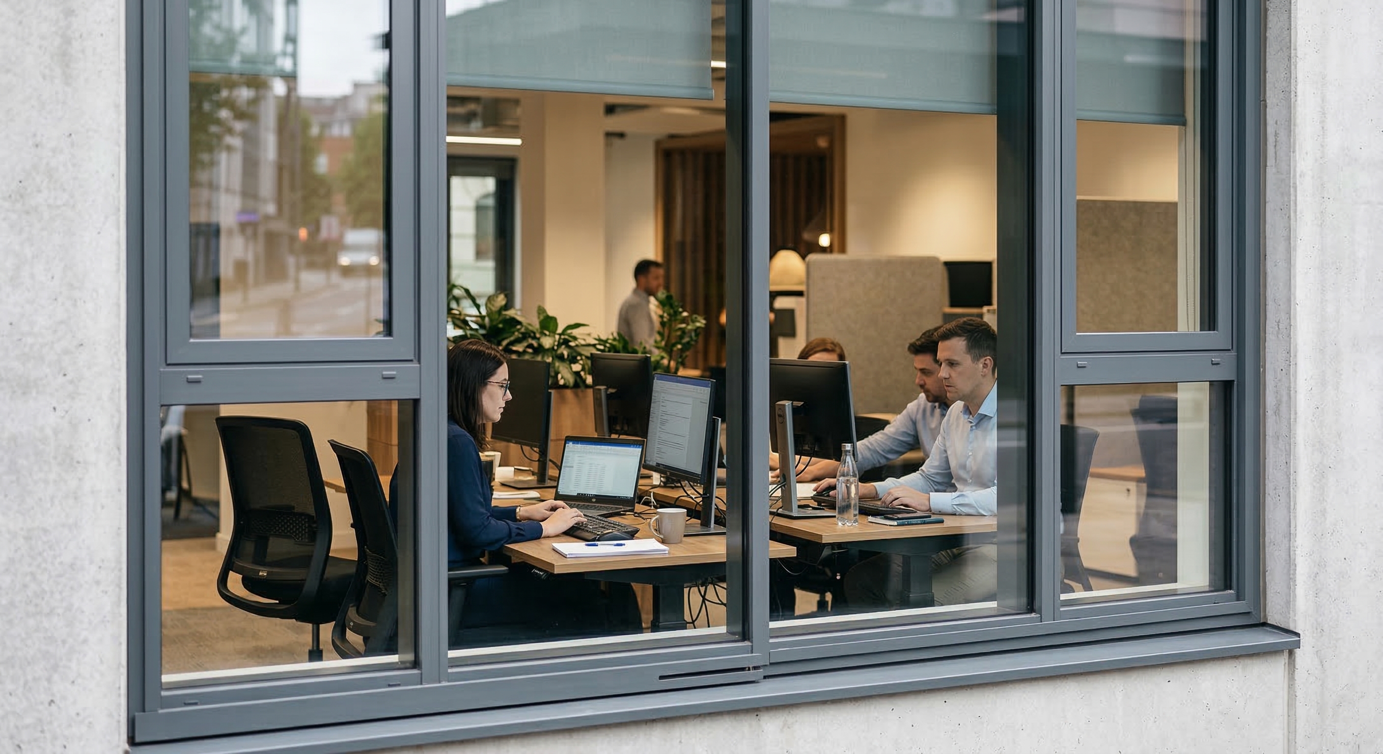 commercial office windows with window film installed