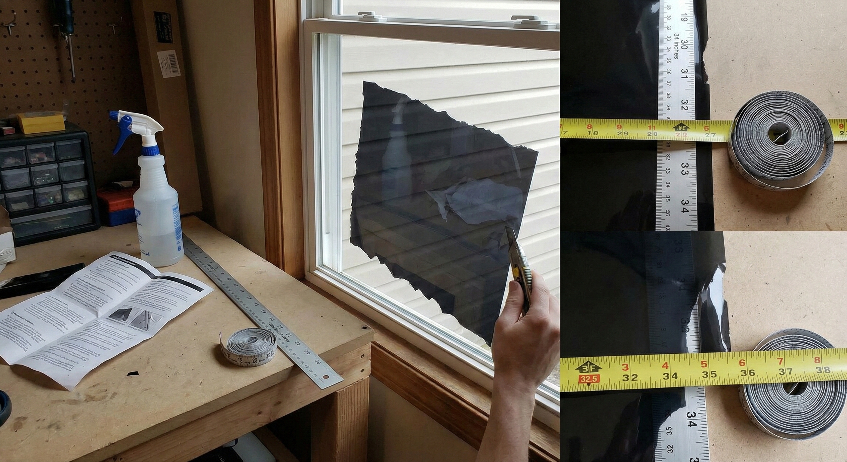 DIY window film installation with incorrect measuring and cutting