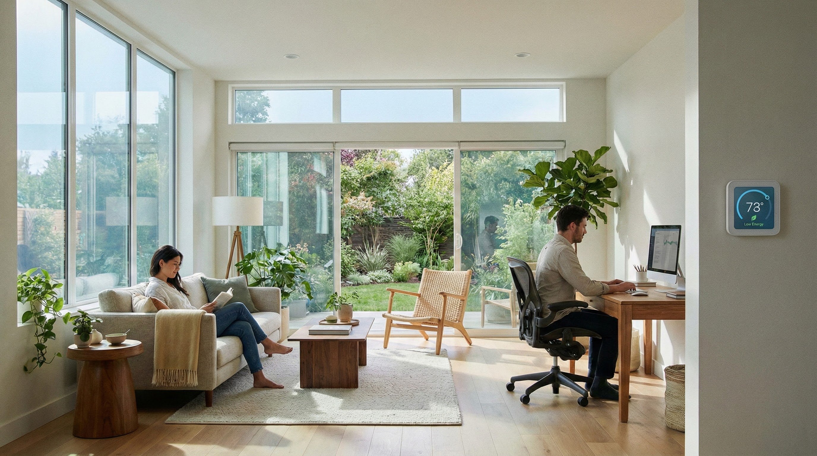 Interior space with window film showing reduced glare and improved temperature comfort