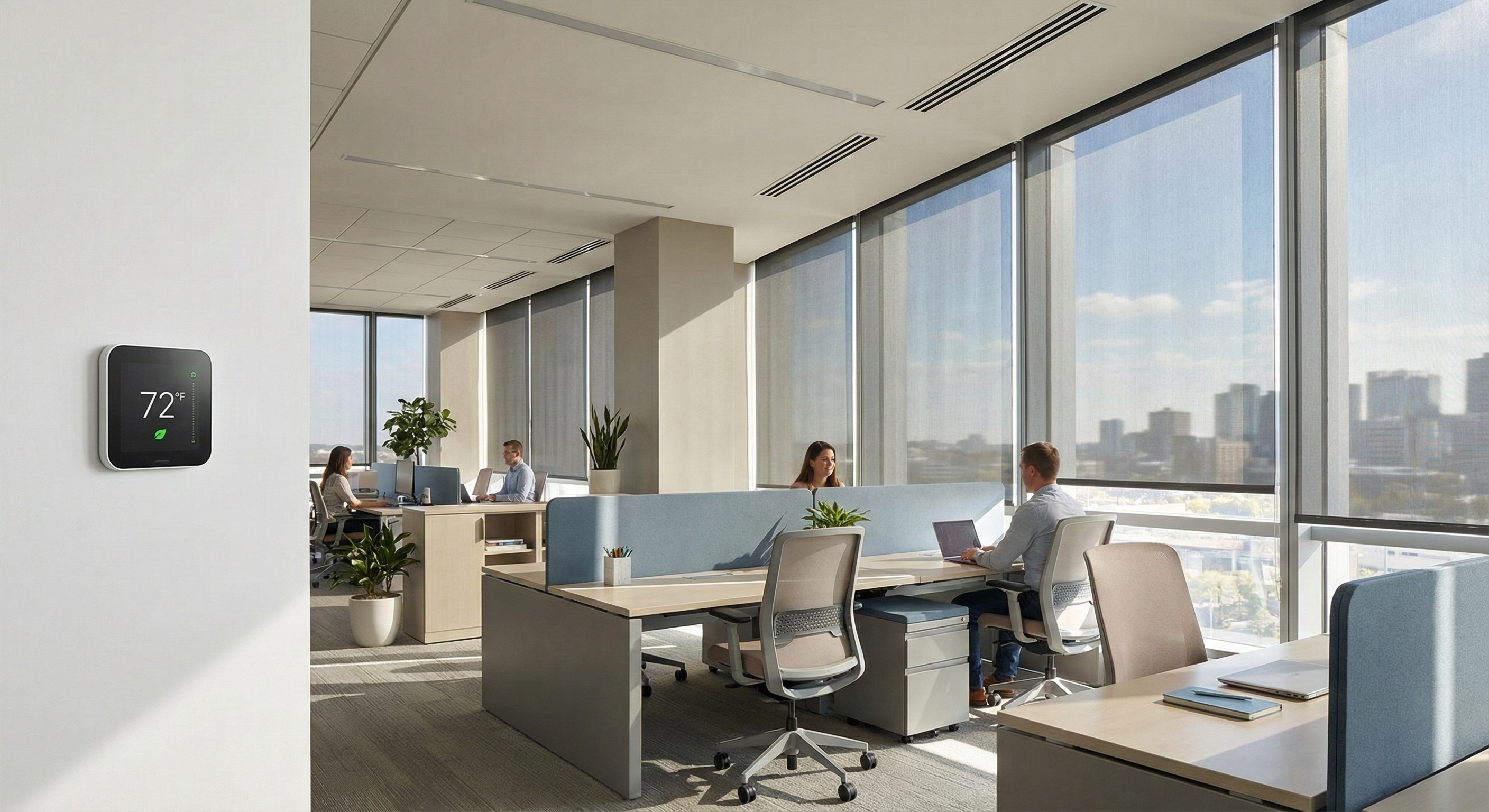 Office building using solar control window film to reduce cooling costs and energy usage