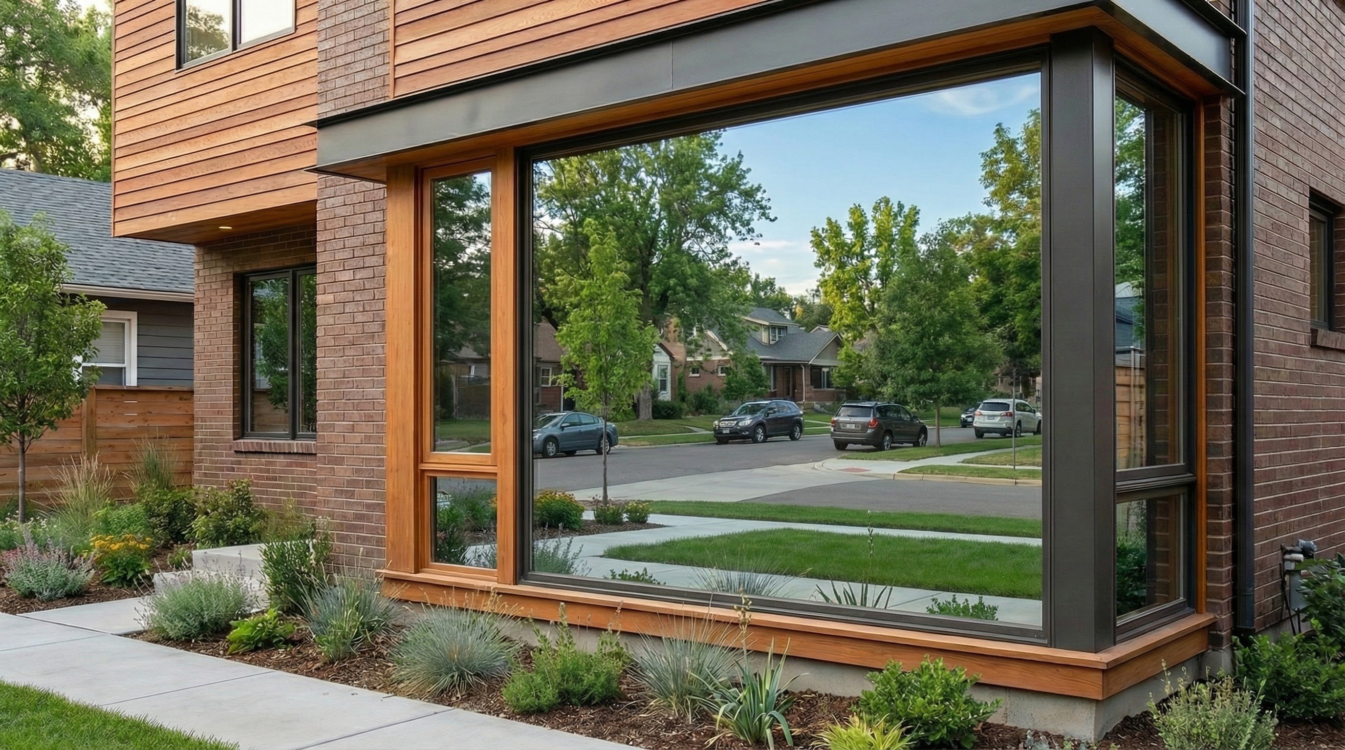Privacy window film on Denver home reducing glare while maintaining natural light