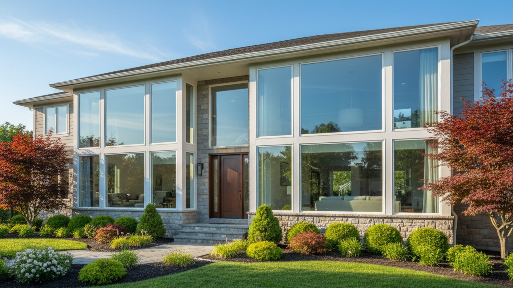Providence residential window film on a modern suburban home reducing glare and improving energy efficiency