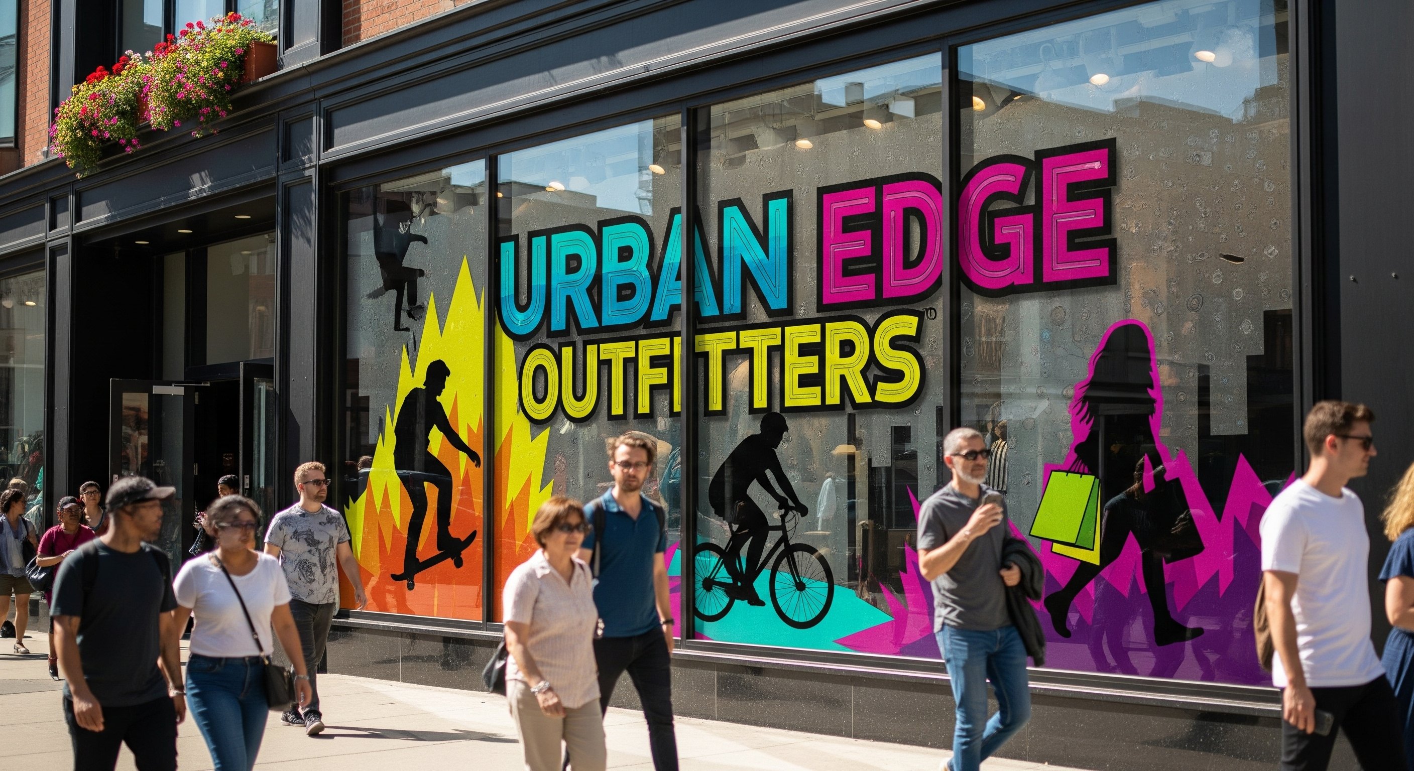 Retail storefront with custom graphic film for branding and promotions