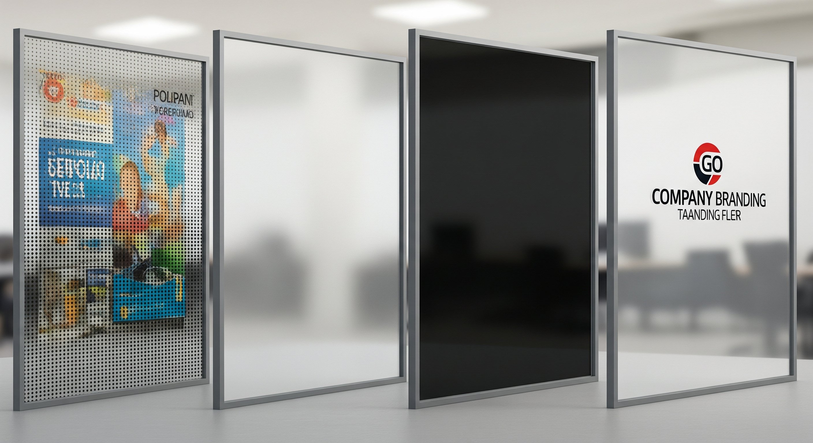 Side-by-side comparison of different types of commercial custom graphic films