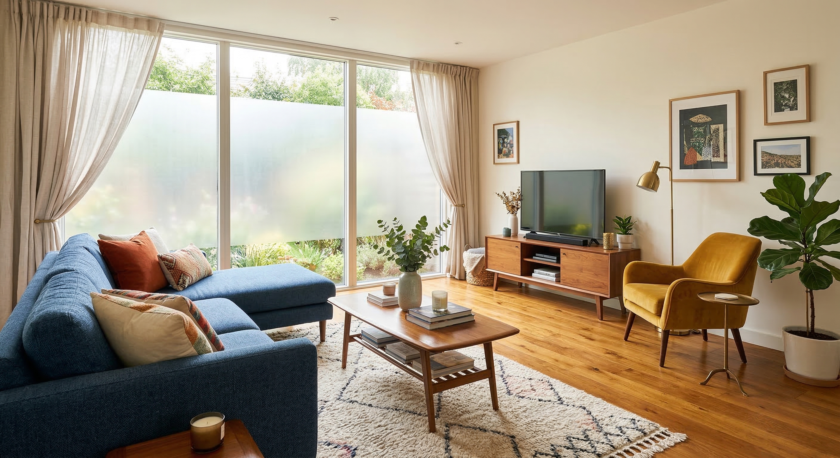 residential window film blocking UV rays to protect furniture and flooring from fading