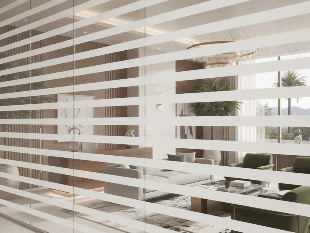 Patterned 3M FASARA decorative film on an interior partition in a Beverly Hills boutique