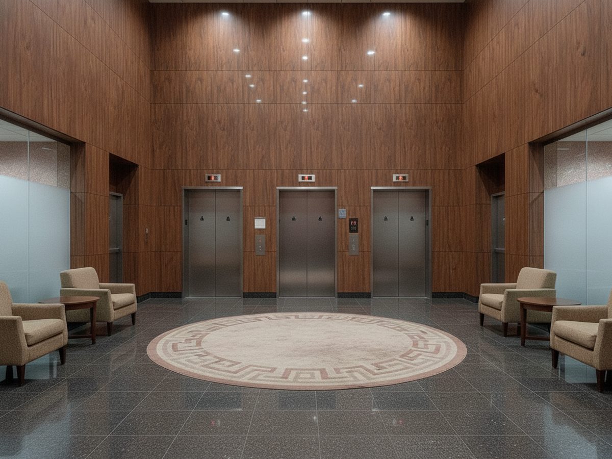 Reception desk in a Brentwood, TN office resurfaced with 3M DI-NOC wood-grain film