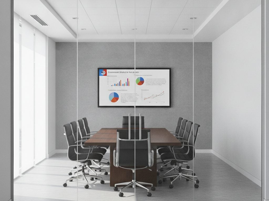 Before: screens inside a glass-walled office are readable from outside