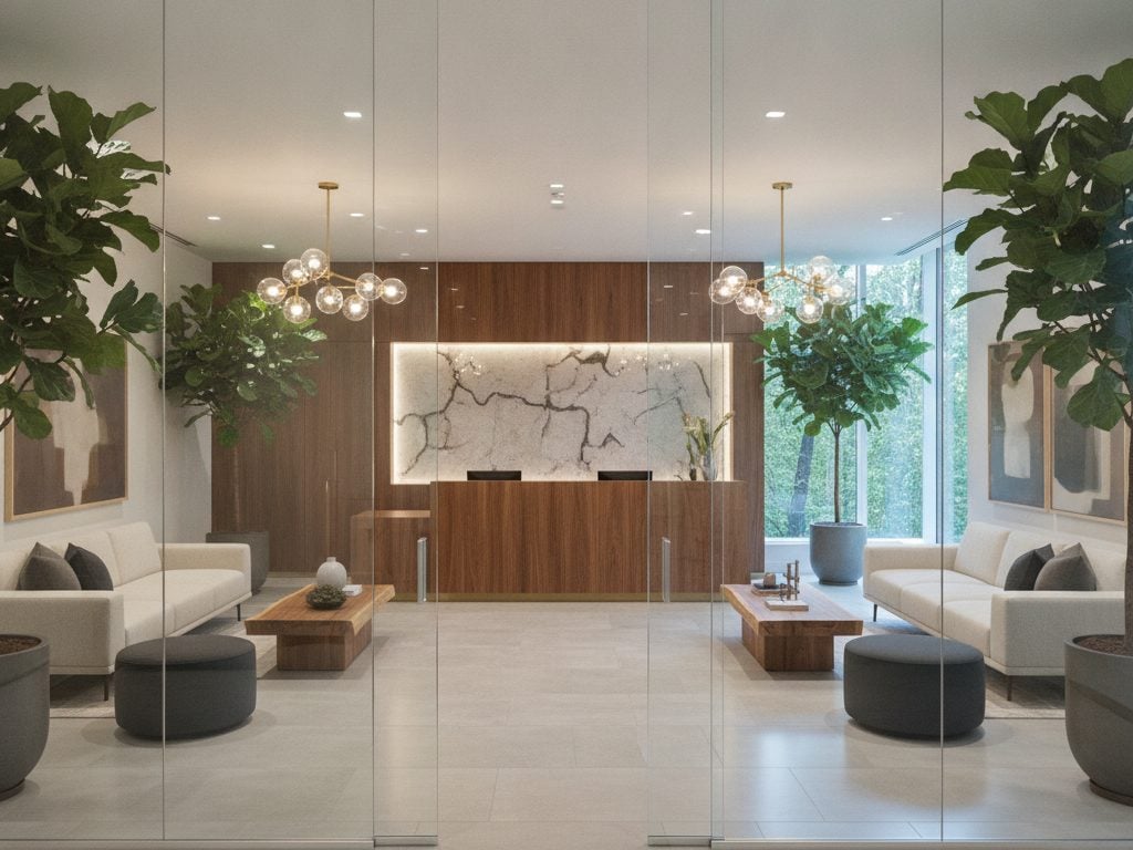 Clear interior office glass in Forest Hills, Michigan before decorative film