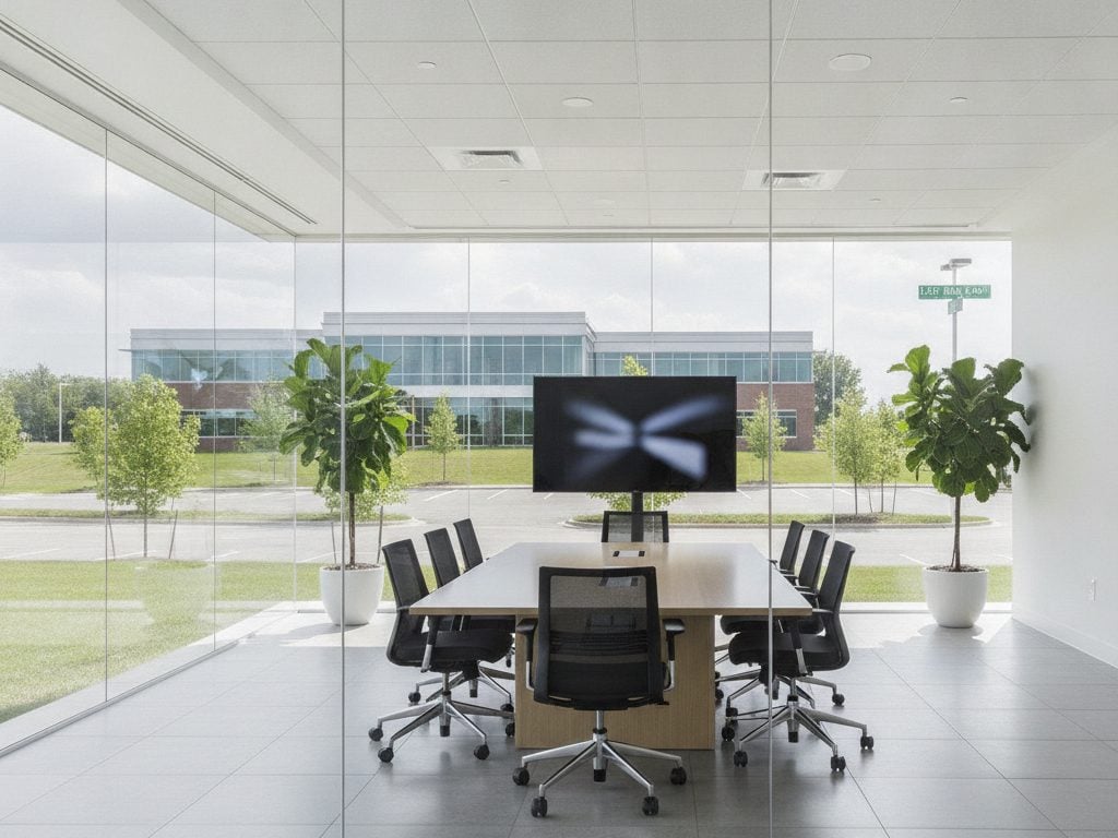 Clear interior glass at a medical office in Forest Hills, Michigan before privacy film
