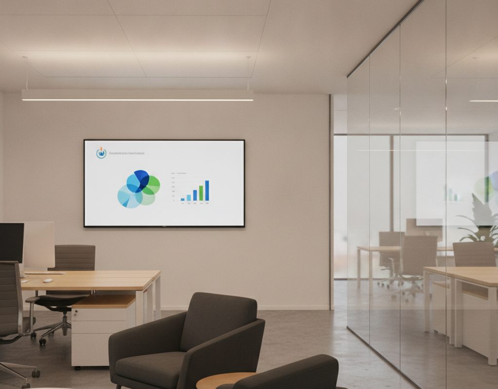 Monitors fully readable inside an Irvine, California conference room treated with nano cloaking film