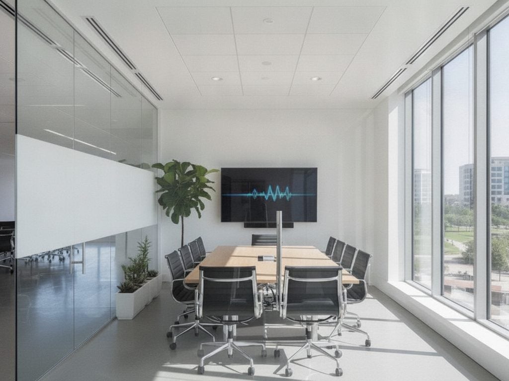 Gradient privacy film on an exam room partition in a Plano, Texas medical office