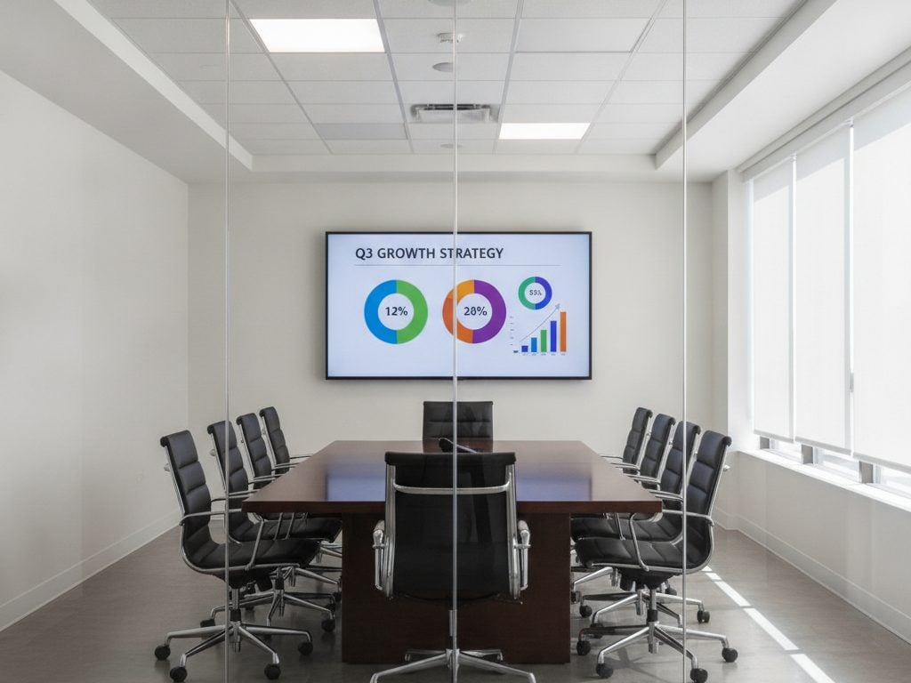 Before: screens inside a glass-walled office are readable from outside