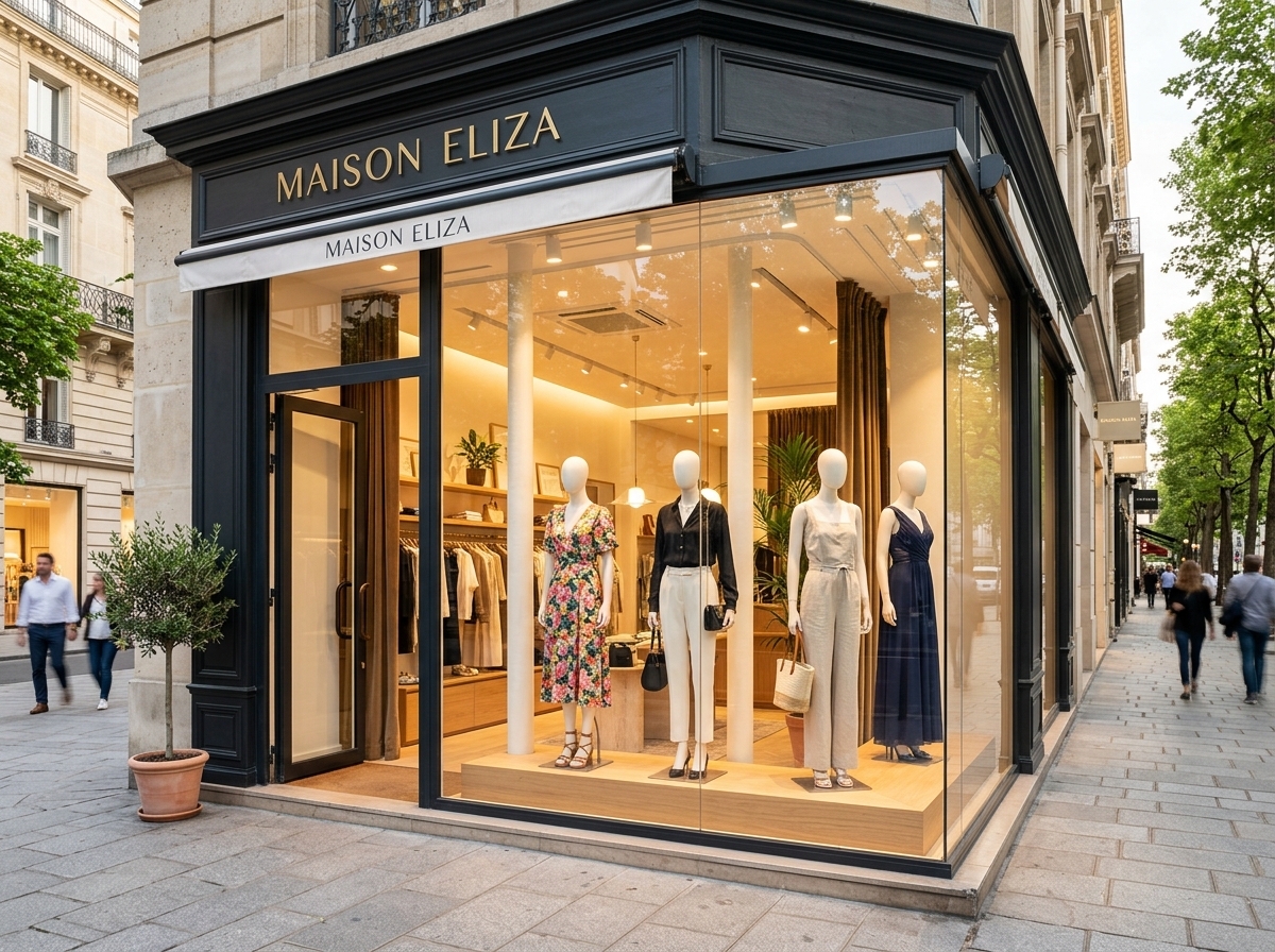Commercial retail storefront with clear security window film protecting merchandise without metal grilles